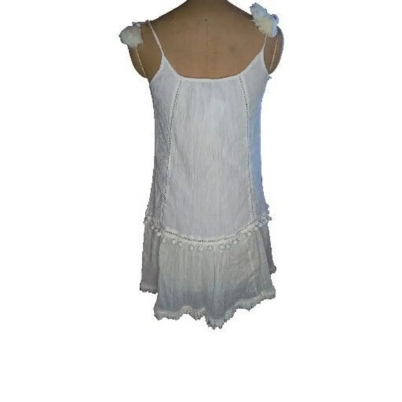 Bindu Boho Sundress Paloma Blue Tassel Tie Lined Tiered small white new - Picture 2 of 16